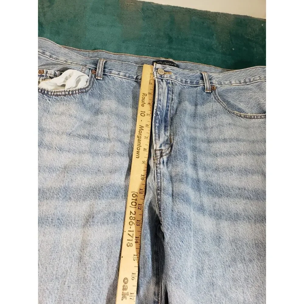 Aeropostale Jeans Size 40x32 Mens Blue Pants Stretch Mid Rise Relaxed Straight